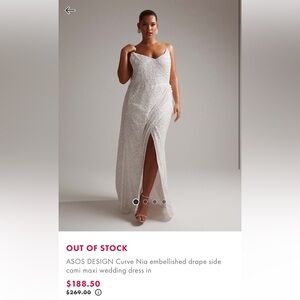 Asos Design Curve Nia Embellished Drape Side Cami Wedding Dress Ivory